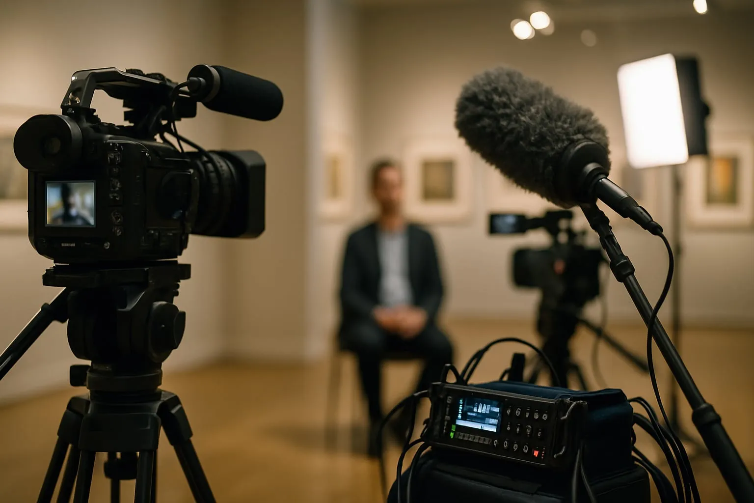 Ensaio audiovisual em galeria: filmar entrevistas e áudio
